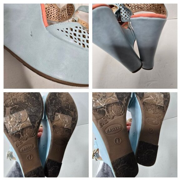 Pastel Blue Platform Wedge Cut Out Sandals size 7 - Picture 7 of 16